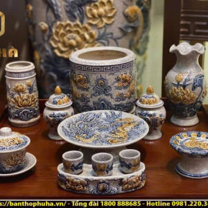 Gốm sứ men rạn đắp nổi – Bộ 12